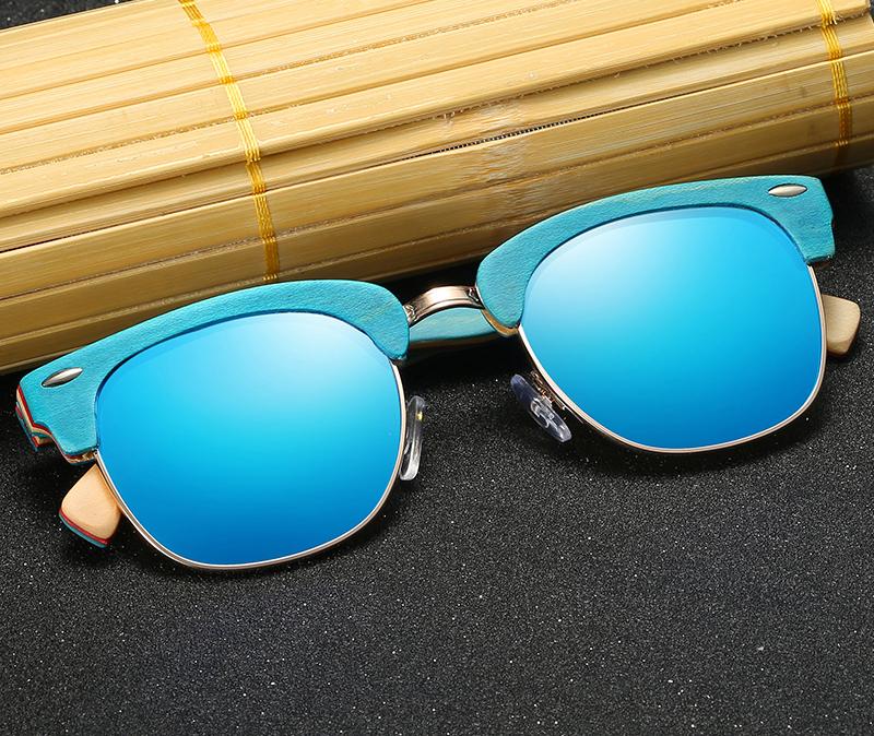 Half Frame Wooden Sunglasses