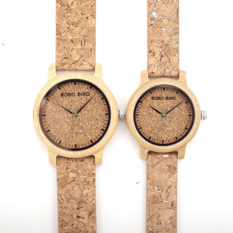 Wooden Case and Cork Leather Strap Watch