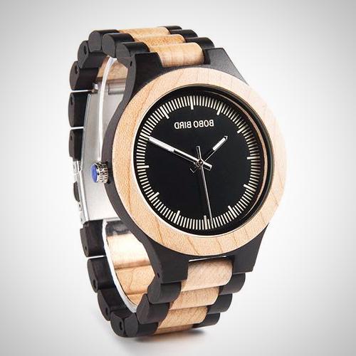 Two tone Wooden Link Strap Analog Watch